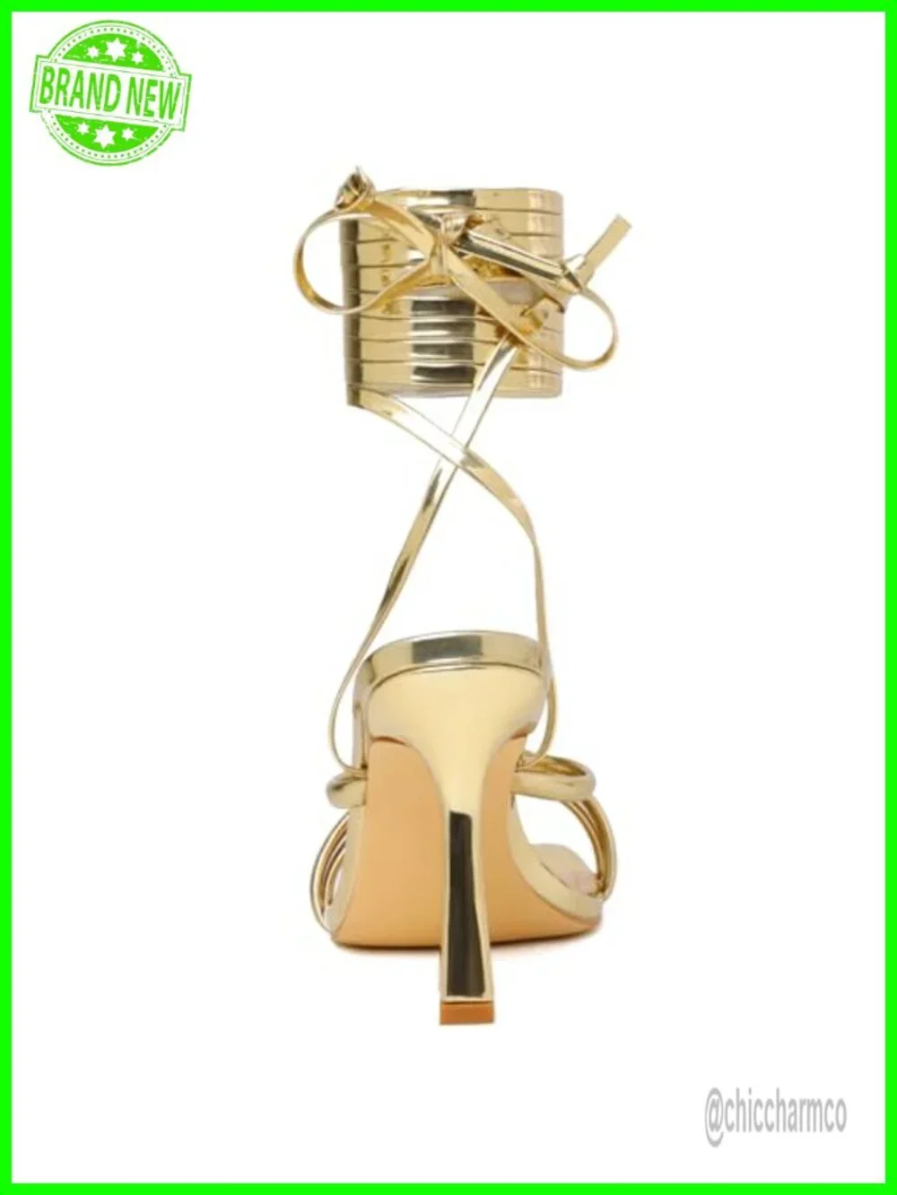 Strappy Lace Up Square Open Toe Heeled Sandals Faux Leather